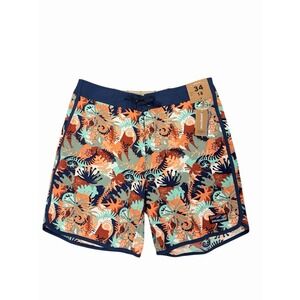 Patagonia Men's Wavefarer Board Shorts Sz 34x18 Wild Waratah: Celadon Swim Trunk